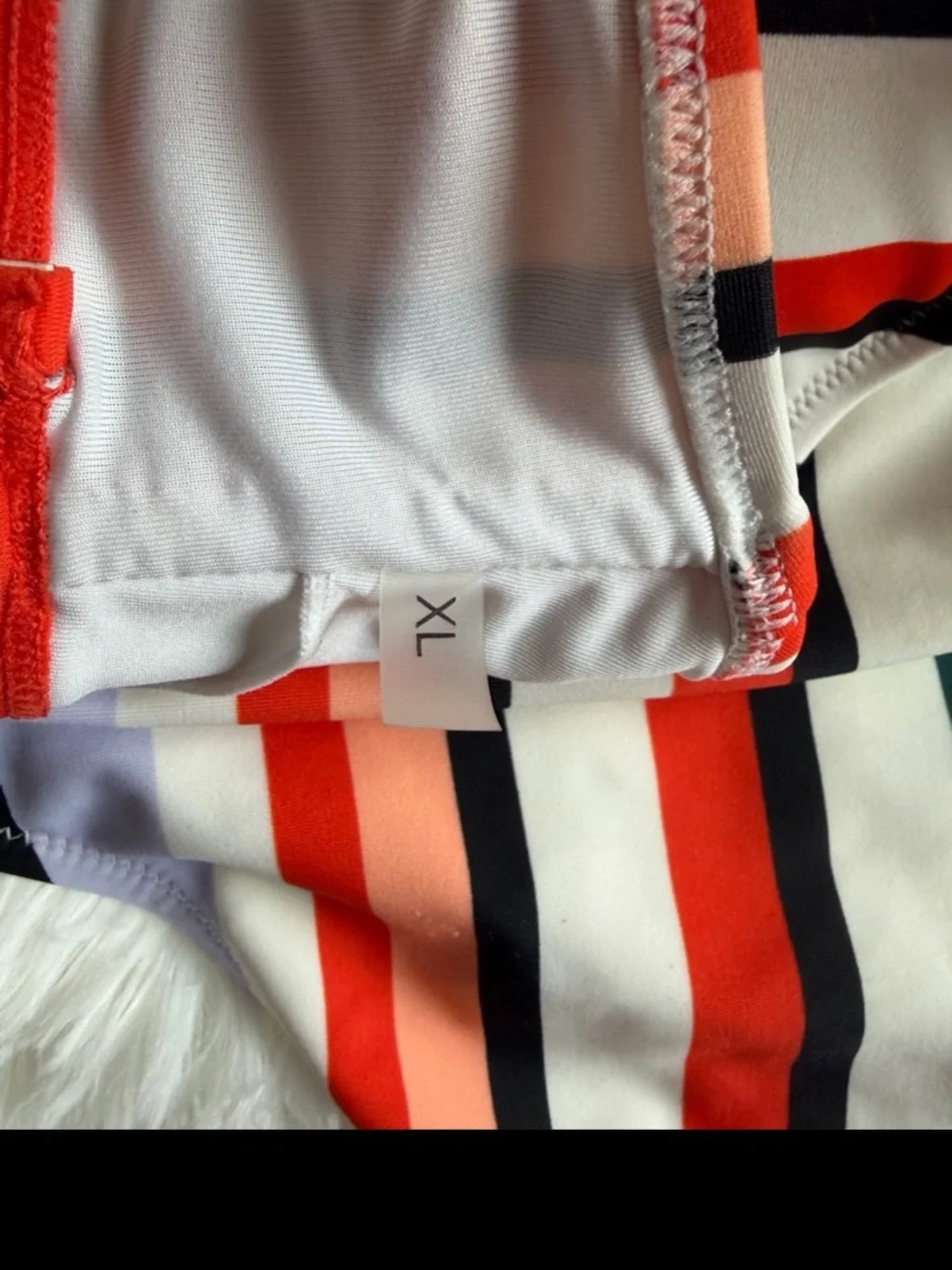 Retro Stripe High Waisted Bikini Set XL Colorblock Swimsuit